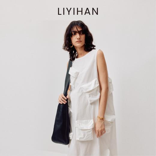 LIYIHAN清月鹊  高密长绒棉设计感多口袋廓形连衣裙立体层次感 商品图1