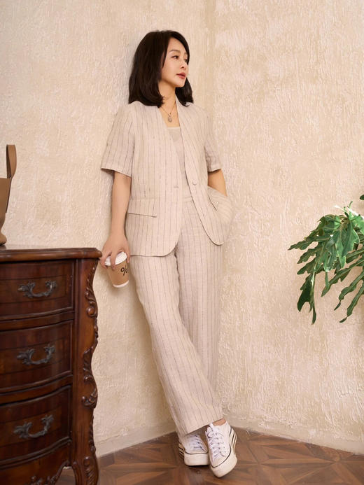 女士亚麻长裤 商品图0