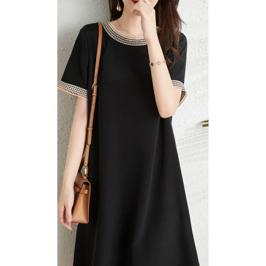 丁摩高级感真丝小黑裙重磅桑蚕丝连衣裙女装新款夏天黑色裙子AL3013 商品图2