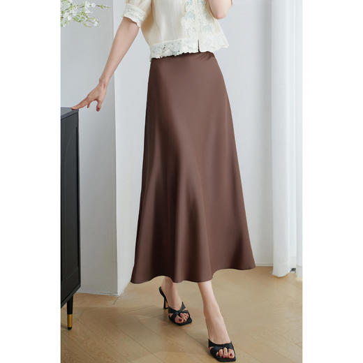 剩S 米思阳2025夏季新款轻奢缎面光泽感醋酸半身裙垂顺舒适长款裙子女2468 商品图0