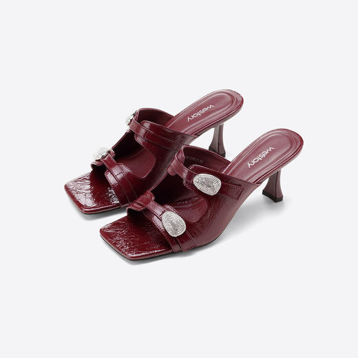 Westory2025年方头粗跟老钱风凉拖W25BJ62171 商品图0