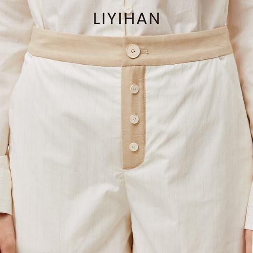 LIYIHAN  25夏新款棉白条纹短裤宽松休闲裤子舒适百搭透气时尚 商品图1