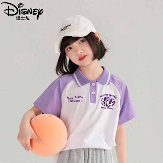 I59迪士尼儿童T恤女童夏装2024新款夏季女大童POLO半袖体恤薄款 商品图4