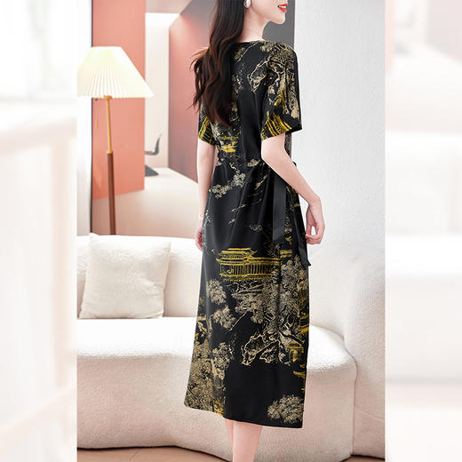 丁摩重磅真丝弹力缎高端大牌大码连衣裙女新款夏季桑蚕丝裙AL0307 商品图3