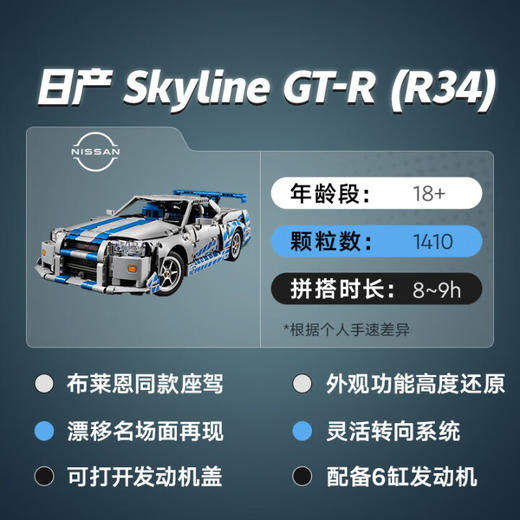乐高LEGO 速度与激情日产 Skyline GT-R (R34)LEGC42210 商品图2