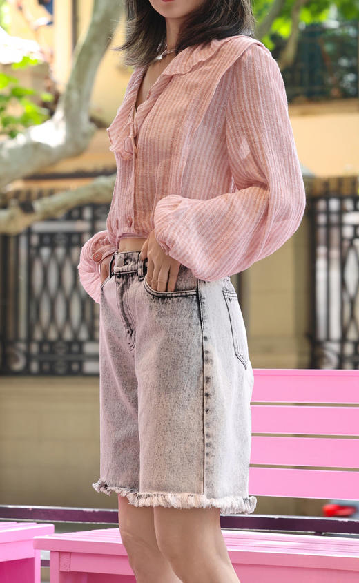 TYNVIE 阔腿牛仔短裤-灰黑色 商品图6