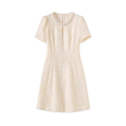 「高货wl」全新升级【铂金会员395/天猫529/差价134】(10517)洛诗琳重工浮雕提花连衣裙2025夏季法式钉钻气质收腰裙 商品图4