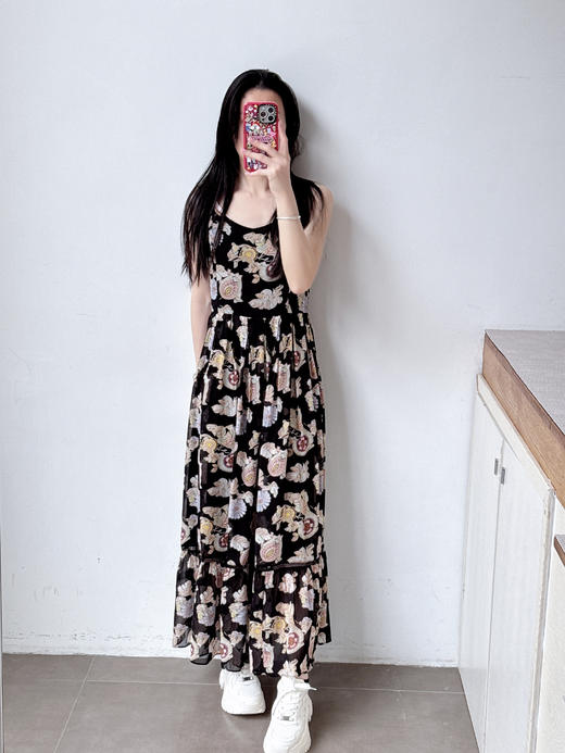 波西米亚度假印花吊带连衣裙女 商品图0