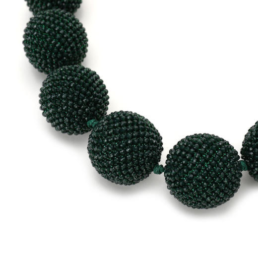 8055180543047 EMPORIO ARMANI 【轻奢高级】女式欧美夸张大颗珠子亮眼系带短项链锁骨链项链 墨绿色 规格:118*4cm 商品图2