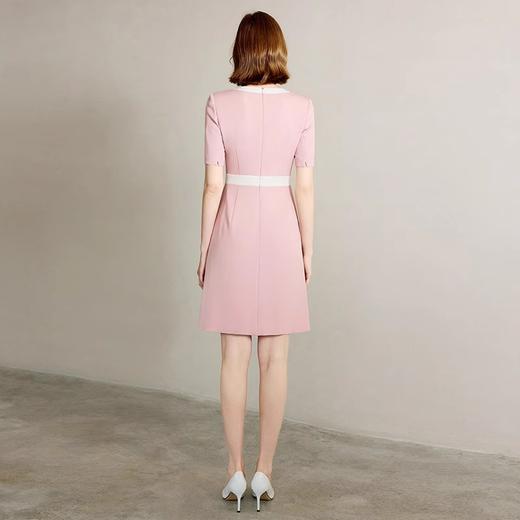 IWY/粉色小香风短袖连衣裙女夏季新款时尚气质商务主持人上镜正装Q1327 商品图4