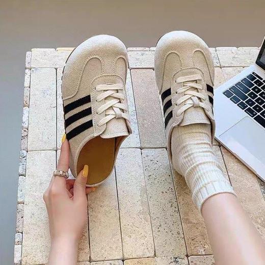 韩系氛围感百搭复古一脚蹬厚底半拖德训鞋Q822 商品图1