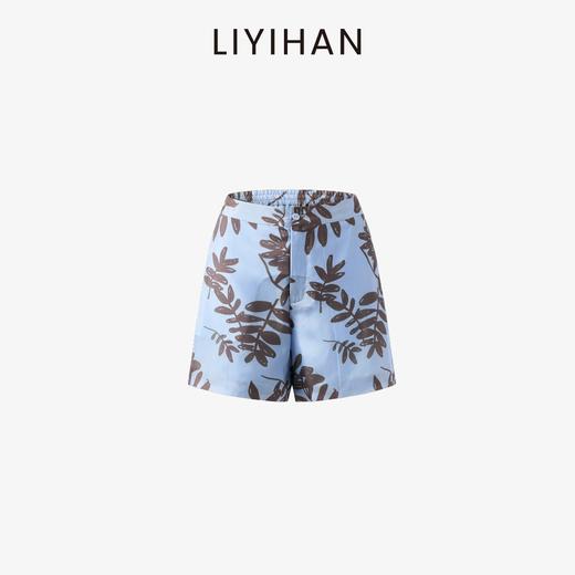 LIYIHAN花影  阔型凉感桑蚕丝真丝印花短裤中腰宽松透气度假风 商品图4