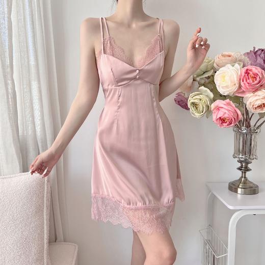 【性感露背睡裙】睡衣女冰丝性感夏季女士睡裙带胸垫蕾丝美背睡衣纯欲家居服。ry 商品图6