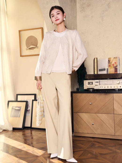 女士圆领真丝衬衣 商品图1