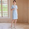 IWY/蓝色职业连衣裙女夏季修身显瘦短袖西装裙主持人上镜装医美工作服24Q545 商品缩略图1