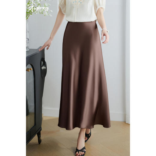 剩S 米思阳2025夏季新款轻奢缎面光泽感醋酸半身裙垂顺舒适长款裙子女2468 商品图1