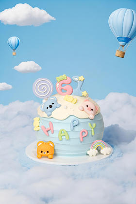 【限定】6寸可爱61动物乐园-61主题蛋糕-进口动物奶油