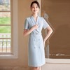 IWY/蓝色职业连衣裙女夏季修身显瘦短袖西装裙主持人上镜装医美工作服24Q545 商品缩略图0