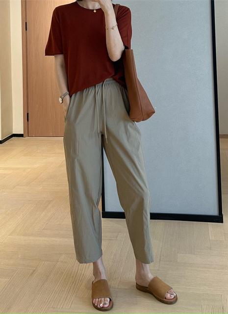 松弛感奶奶裤显瘦四面弹凉感抗皱高腰哈伦裤薄款九分休闲裤 商品图2