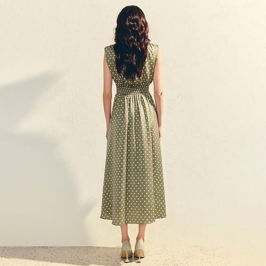 法式茶歇蕾丝拼接波点高腰连衣裙2025夏季(货号:MF86DR005D5002) 商品图4