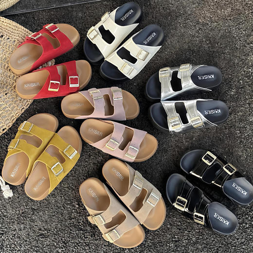 凯撒KAISER 真皮厚底勃肯拖鞋 商品图5