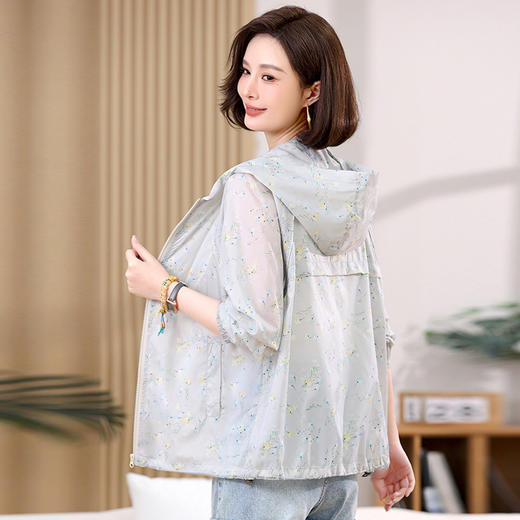 雀说轻薄防晒衣女外套新款休闲连帽印花薄款透气防晒服AL5501 商品图2