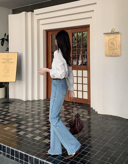 美人鱼大长腿美洋琉璃牛仔裤弹力氧气感微喇裤 商品图7