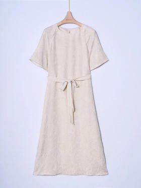 女士圆领短袖真丝连衣裙