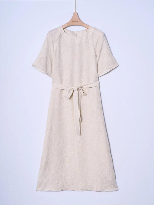 女士圆领短袖真丝连衣裙 商品图0