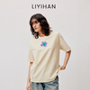 LIYIHAN序章  高端爽滑裸感棉印花花朵针织T恤宽松短袖时尚感 商品缩略图1