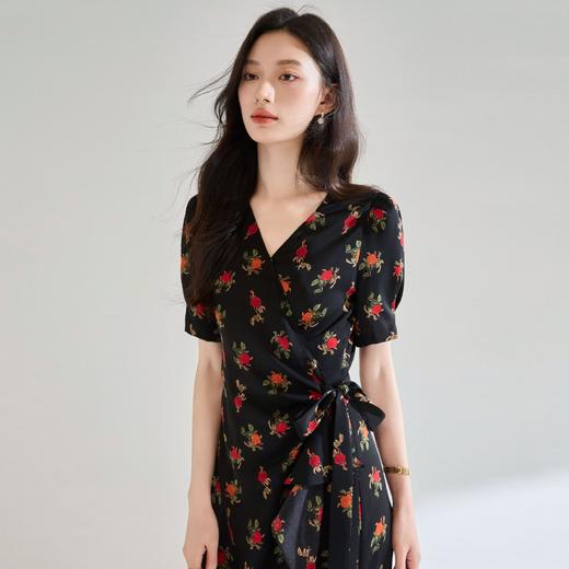 「高货sh」全新升级【铂金会员266/天猫359/差价93】(11015)洛诗琳法式荷叶边印花连衣裙2025夏季收腰围裹系带茶歇裙 商品图4