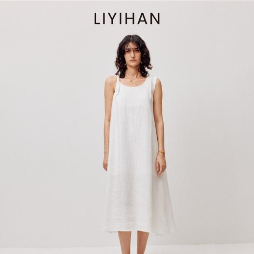 LIYIHAN亘云麻  度假神器亚麻背心连衣裙女圆领设计感裙子简约 商品图3