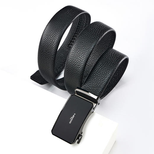 【婚礼季】柒牌头层牛皮自动扣荔枝纹男士皮带2025年新款真皮商务正装裤腰带129P70100 商品图2