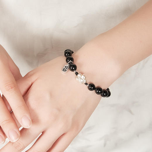 大英博物馆 巴斯特系列 花漾喵语 猫眼石 黑曜石 手绳手链 商品图3