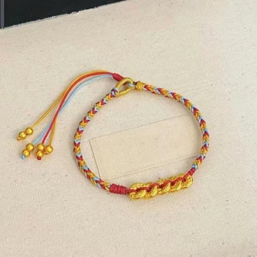 【敦煌五帝钱五彩手绳】敦煌小众古法沙金盘缠彩绳 五帝钱币手工编织手链女 商品图2