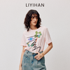 LIYIHAN云语  轻盈呼吸感软垂竹节棉印花T恤宽松廓形 商品缩略图1