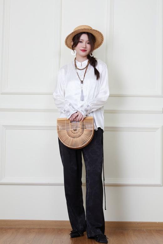 ANSUABEL 新中式暗纹提花阔腿裤 20139 商品图3