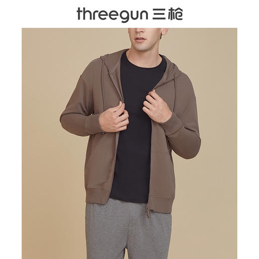 Threegun三枪 【记忆棉】男女同款毛圈连帽拉链开衫休闲上衣-81896A011 商品图10