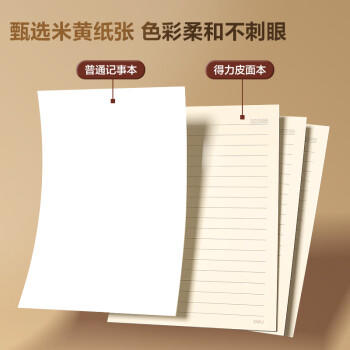 得力（deli）可定制笔记本时尚皮面本商务羊巴皮记事本A5/80张黑色单本装BP107 商品图3