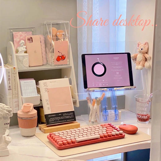 【角度自由调节，双转轴设计！】可升降阅读架亚克力读书架 韩版ins伸缩透明电脑平板 iPad支架看书书架-QQ 商品图1