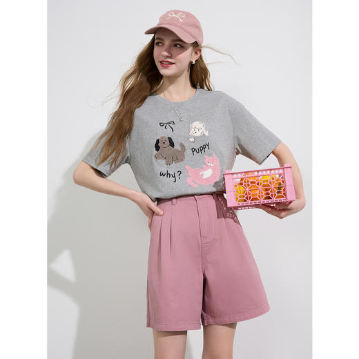 【100棉】三彩2025夏季新款休闲牛仔裤宽松中裤多巴胺阔腿裤显瘦M 商品图3