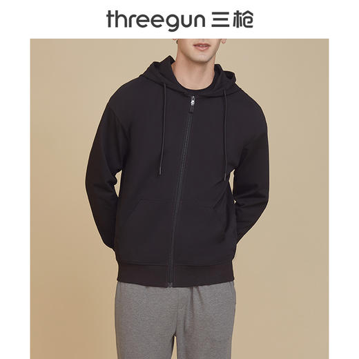 Threegun三枪 【记忆棉】男女同款毛圈连帽拉链开衫休闲上衣-81896A011 商品图9