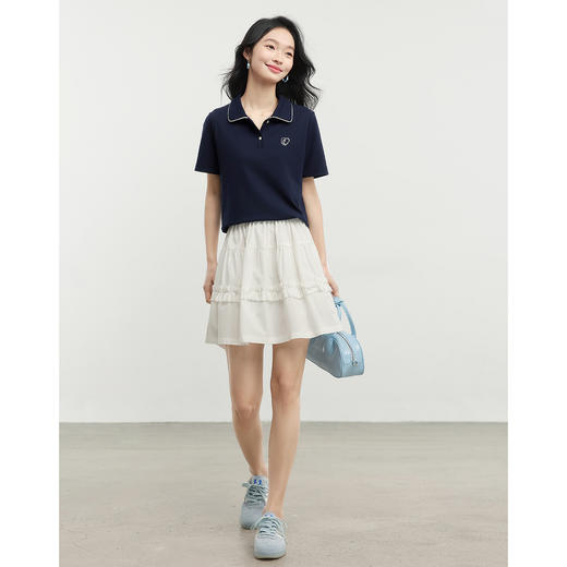 【专属特价】熙世界白色蛋糕短裙半身裙女2025夏季新款小个子木耳花边a字裙子 商品图5