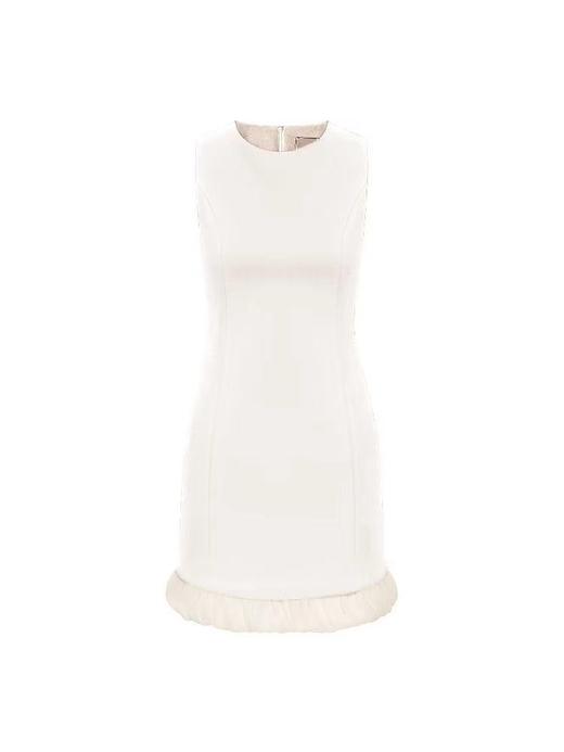 【你的名字】下摆柔纱拼接无袖修身连衣裙 商品图0