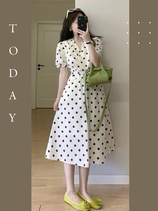 【百图lulu定制】【波点连衣裙】法式波点  弹力 收腰 茶歇连衣裙 商品图3