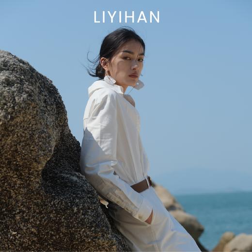 LIYIHAN  25夏纯色亚麻衬衫式连衣裙长袖高腰连衣裙显瘦法式百搭 商品图1