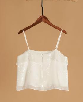 烟雨朦胧.珠片刺绣吊带衫