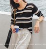 美洋黑白乐谱针织衫68支兰精天丝条纹防晒罩衫 商品缩略图0