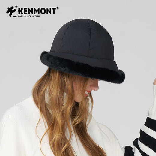 卡蒙冬款轻量化无感轻盈防泼水白鹅绒毛边盆帽KM-5282 商品图4