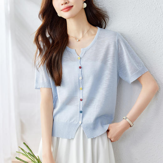 雀说新款时尚短袖针织衫女AL54082 商品图1